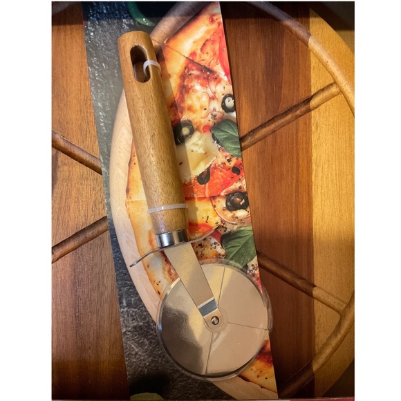Masterclass Premium Collection 2-PC Set Acacia Wood Board & Pizza Cutter NWT - Picture 2 of 5